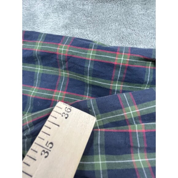 90s Tommy Hilfiger Men Medium Navy Green/Red Lion Crest Plaid Button-Down Shirt - Picture 7 of 11